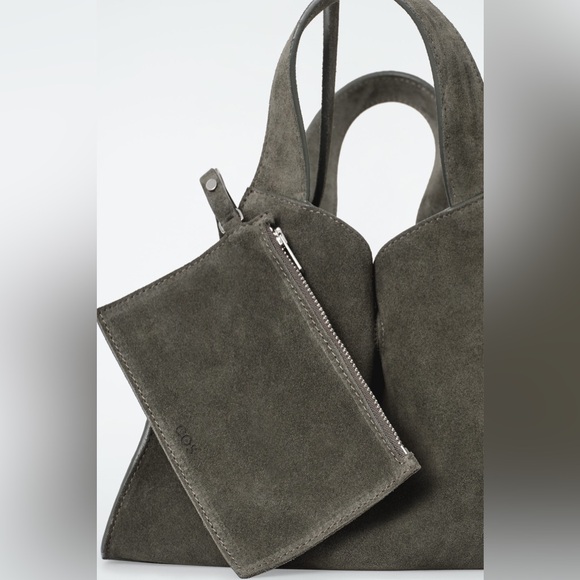 NWT COS Alcove Mini Suede Tote Bag - Gray - Picture 7 of 8